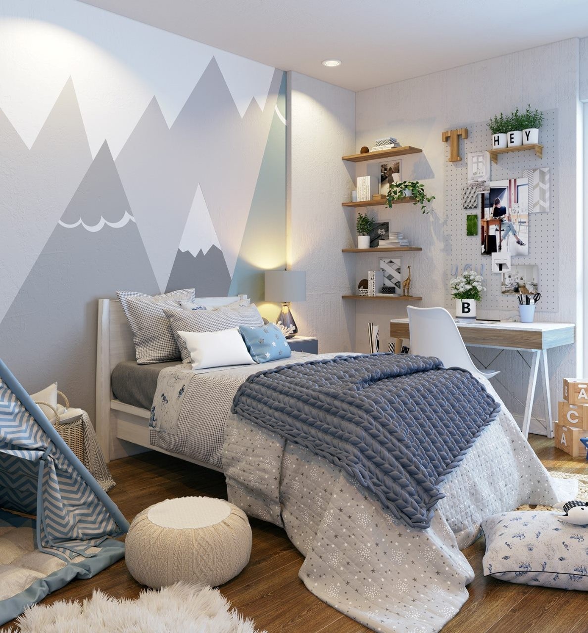 Phối màu sơn tường sáng tạo decor phòng ngủ nhỏ