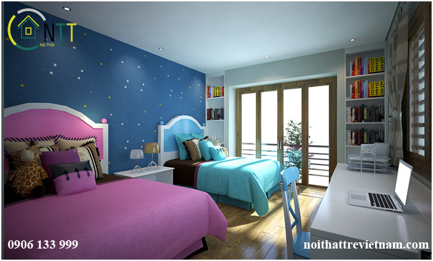 Các phong cách thiết kế nội thất biệt thự phòng ngủ trẻ em hiện đại,