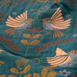 Chăn Đũi Nhật Bản In Màu 2 Mặt Họa Tiết Chim Phượng Màu Xanh Hoàng Gia