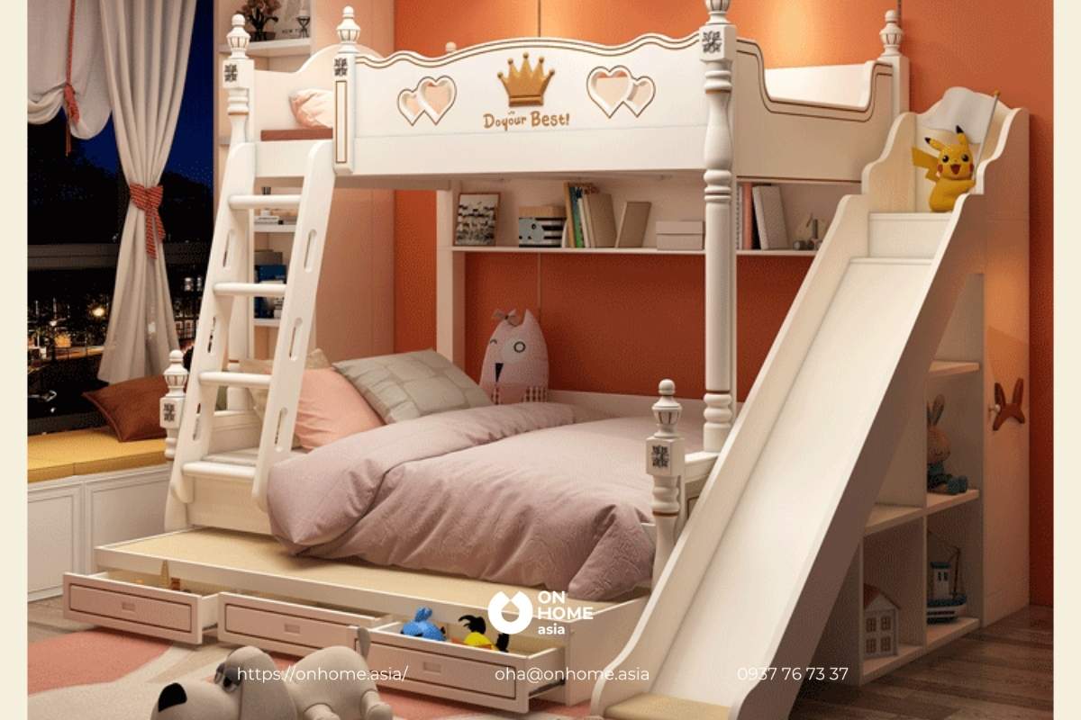 Mẫu giường ngủ lâu đài cho bé gái