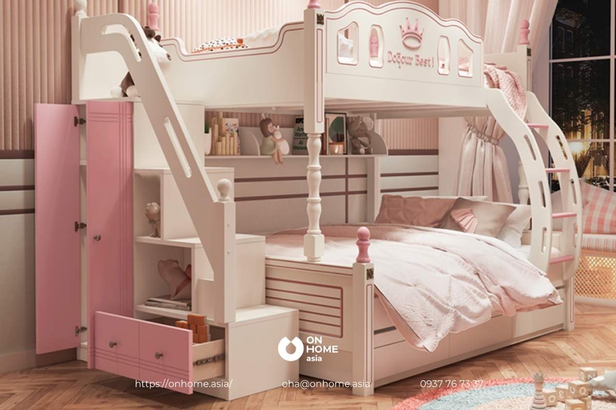 Mẫu giường ngủ lâu đài cho bé gái