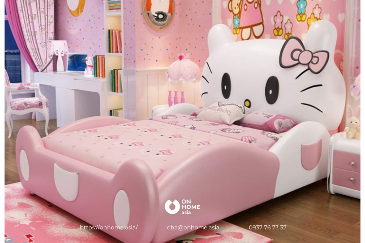 Mẫu giường ngủ Hello Kitty cho bé gái