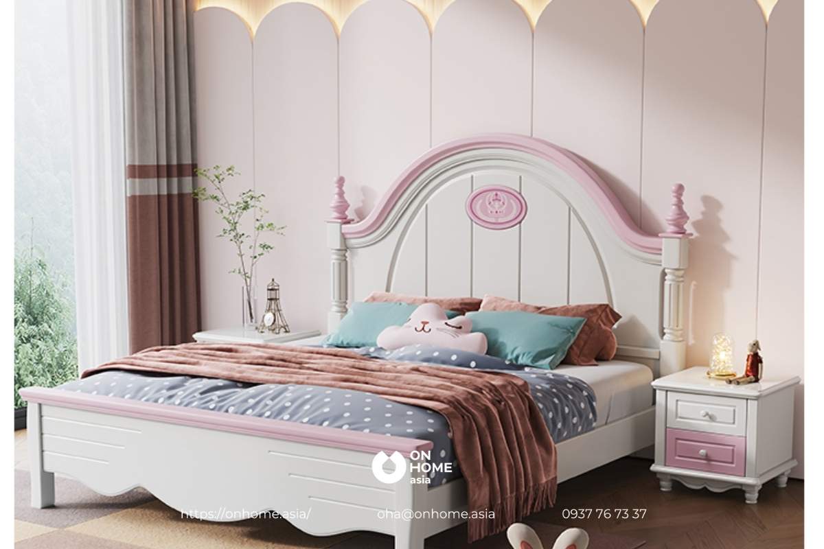 Giường ngủ gỗ công nghiệp cho bé gái
