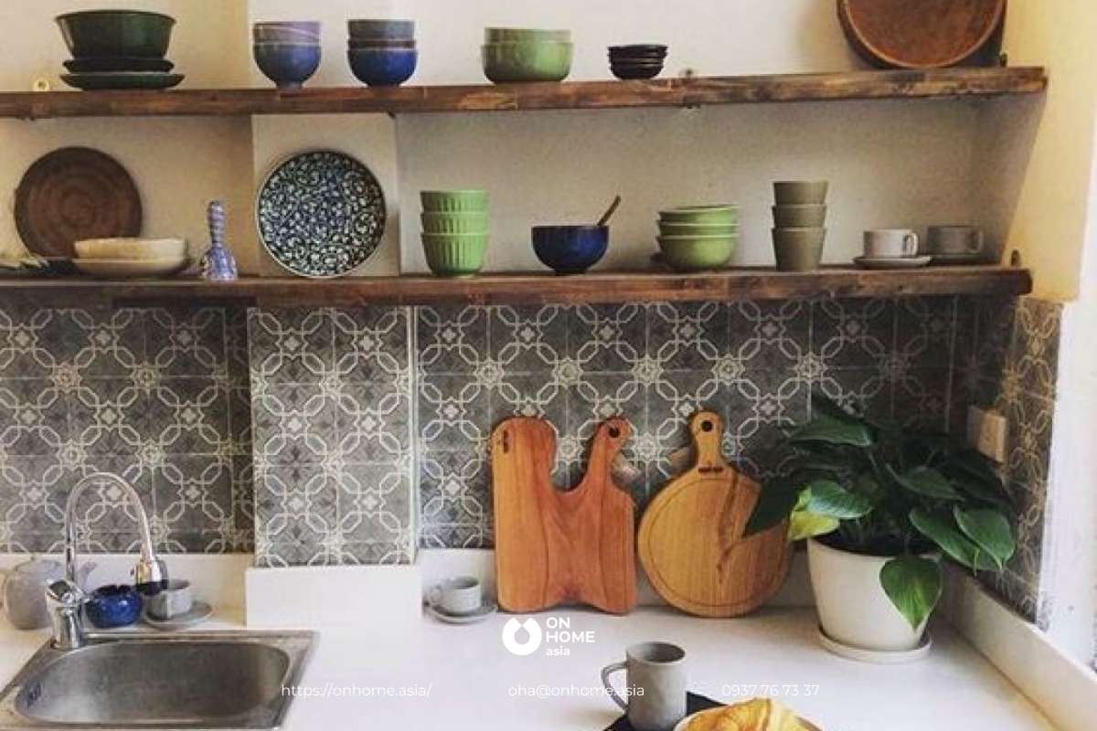 Gạch bông cho không gian bếp truyền thống