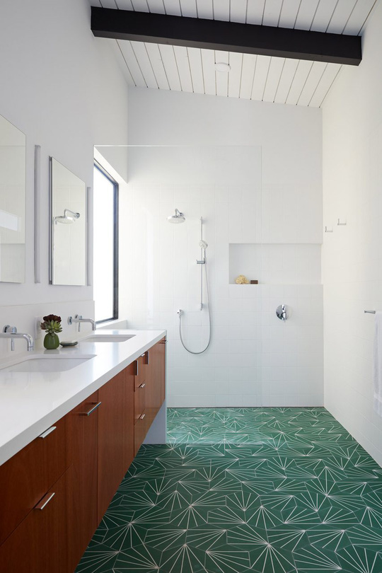Gợi ý mẫu phòng tắm cho người thích màu xanh lá - Ảnh 7.