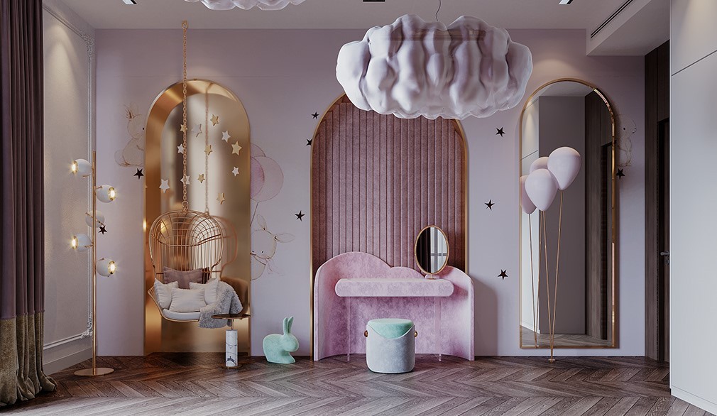 Trang trí phòng ngủ bé gái phong cách Luxury