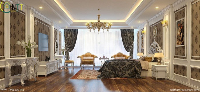 Phòng ngủ tiện nghi và vương giả với nội thất cao cấp