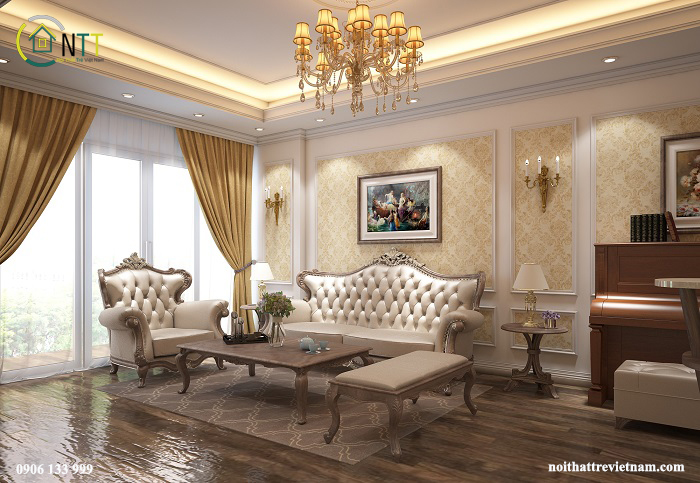 Phòng khách đặt chiếc piano - món đồ thường thấy ở những căn hộ cao cấp