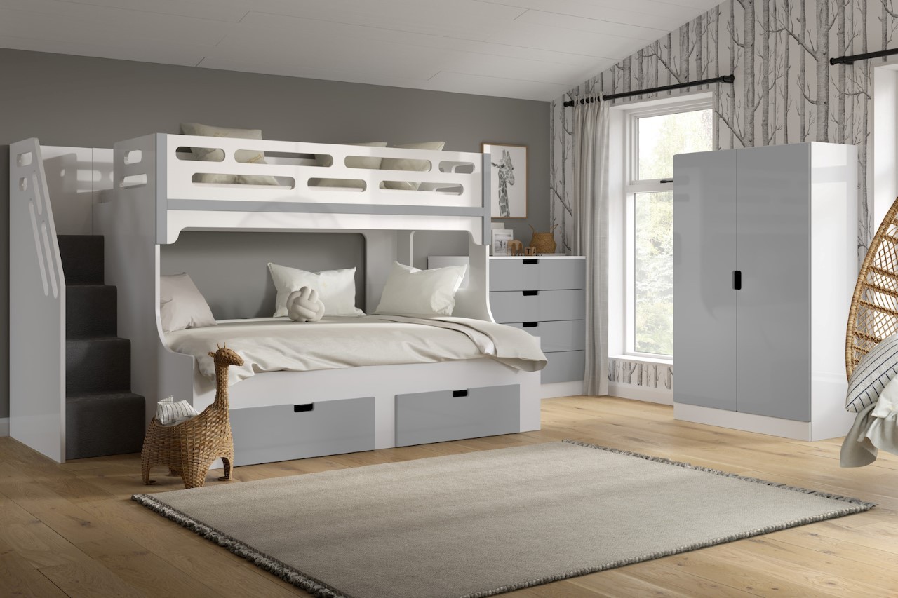 Thiết kế giường tầng gỗ 1m6 có kết hợp hộc kéo đa năn