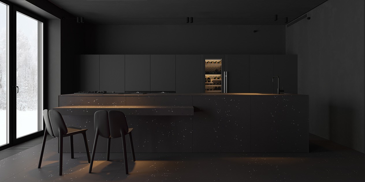 Thiết kế tủ bếp full đen hiện đại